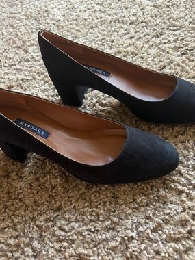 Margaux Black Suede Mid Heel Pump